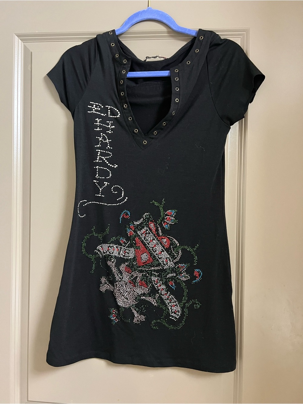 Ed Hardy Love Kills Slowly Embellished Dress XS Y2K